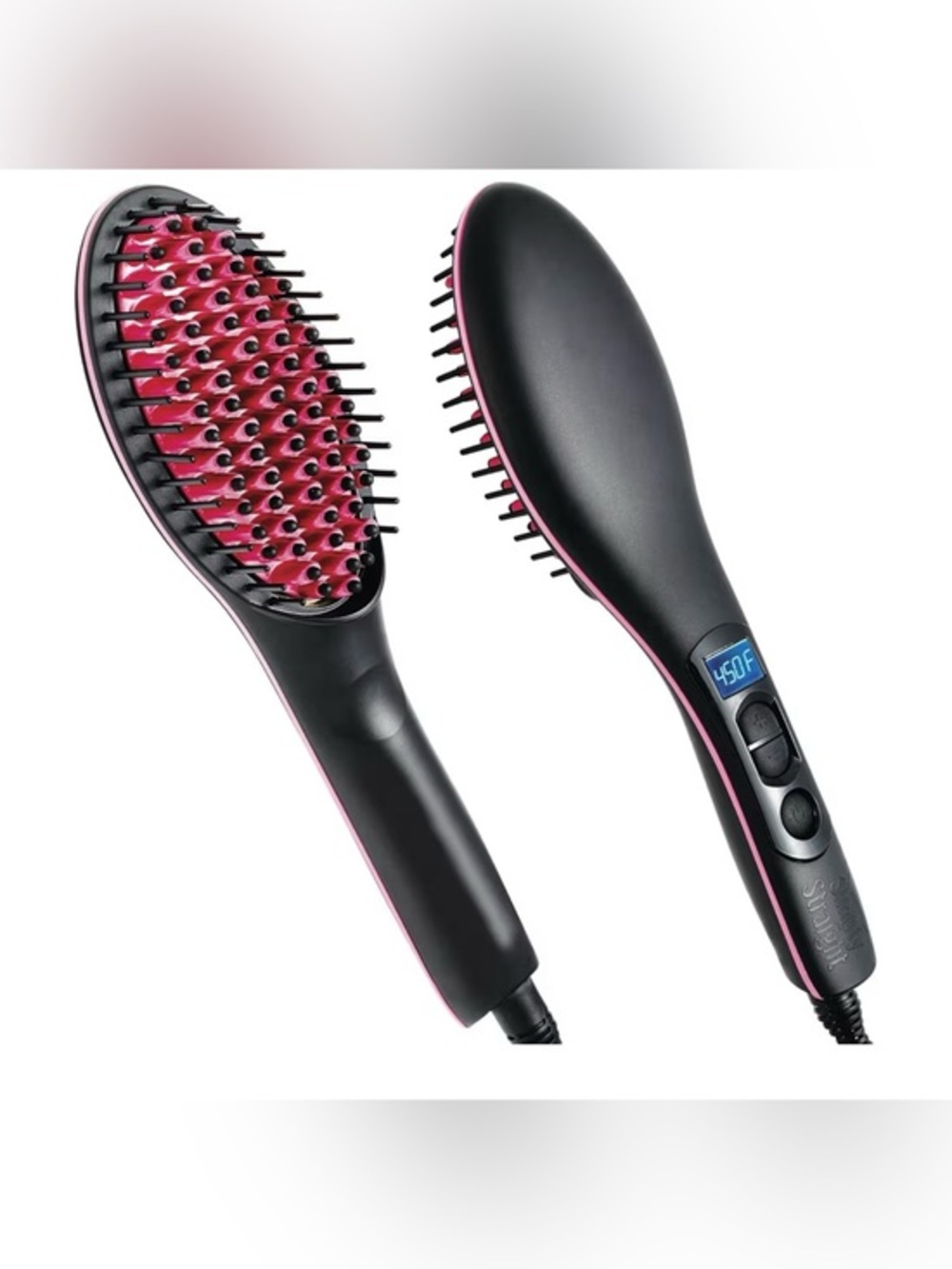 Professional Ceramic Straightening Brush - Black Pink